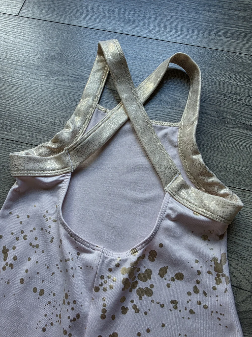 light pink Justice girls' dance and gymnastics biketard Size S 7/8